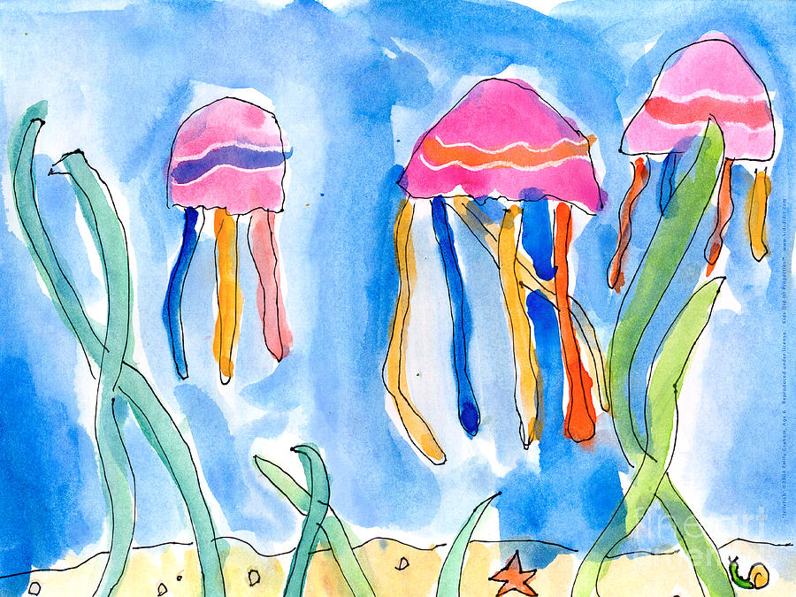 Fish Painting - Jellyfish by Emily Graham Age Six