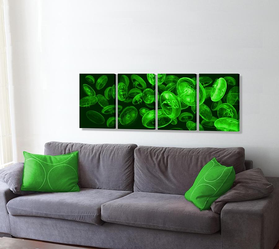 Jellyfish Green on the wall Digital Art by Stephen Jorgensen