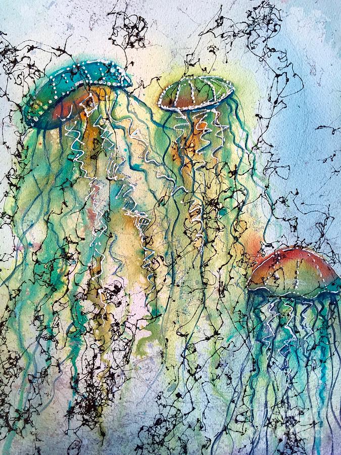 Jellyfish Painting - Jellyfish IIi by Midge Pippel Jellyfish Painting - Jellyfish IIi by Midge Pippel