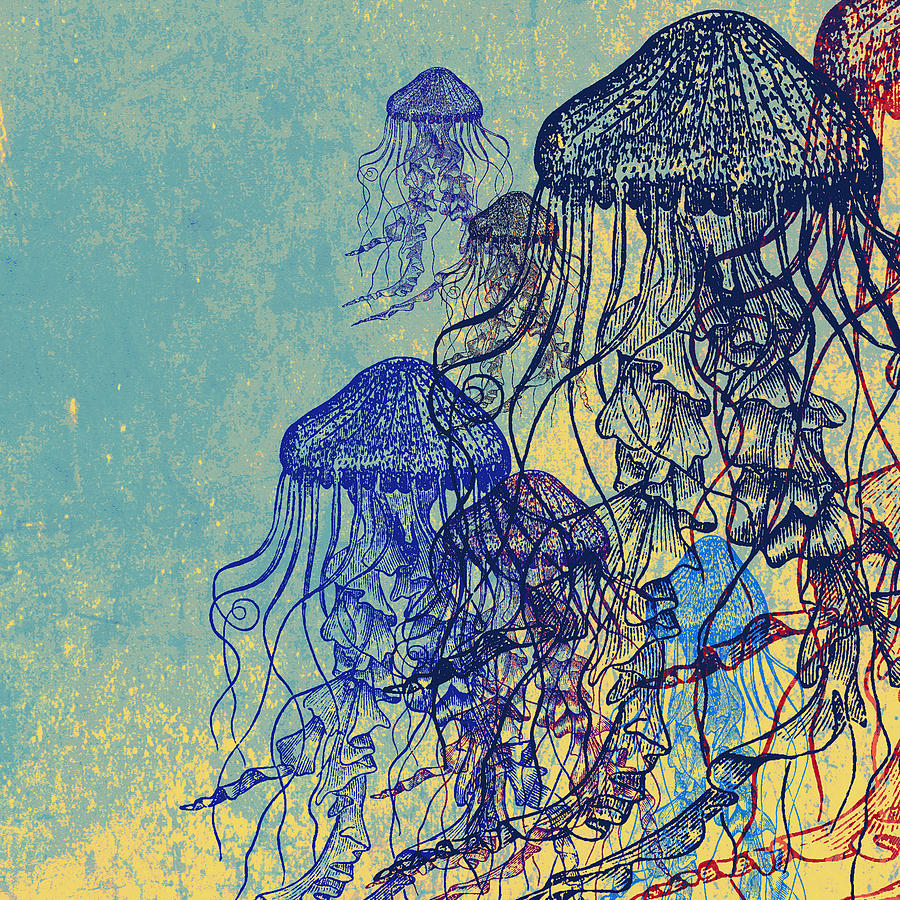 Abstract Digital Art - Jellyfish School v2 by Brandi Fitzgerald