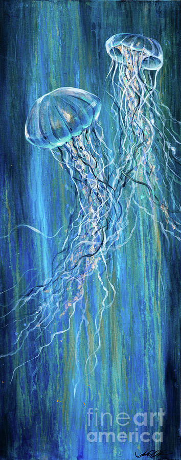 Jellyfish Sisters Painting by Linda Olsen
