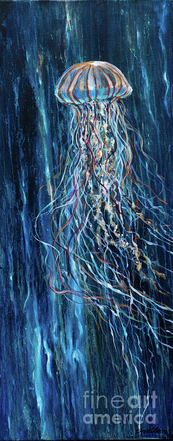 Jellyfish Stripes Painting by Linda Olsen