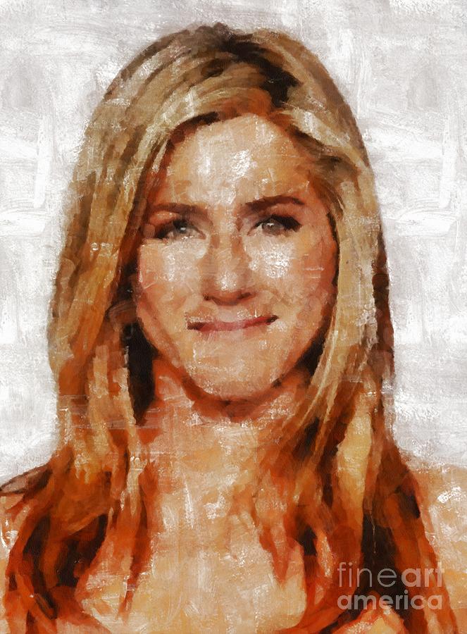Hollywood Painting - Jennifer Aniston, Actress by Mary Bassett by Esoterica Art Agency