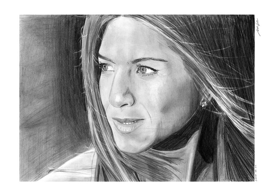 Jennifer Aniston Drawing - Jennifer Aniston by Gabor Vida