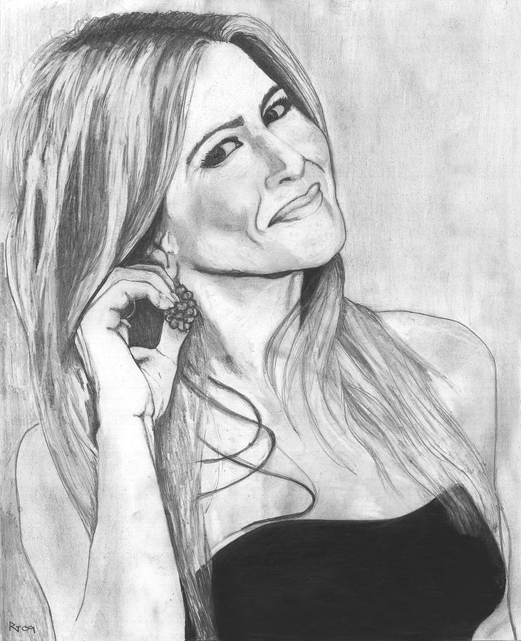 Jennifer Aniston Drawing by Russell Griffenberg