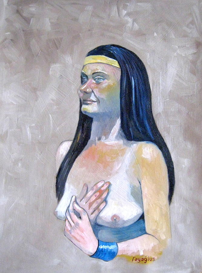 Jenny with yellow band Painting by Ray Agius