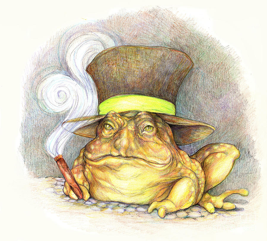 Frog Drawing - Jeremiah Bullfrog by Peggy Wilson