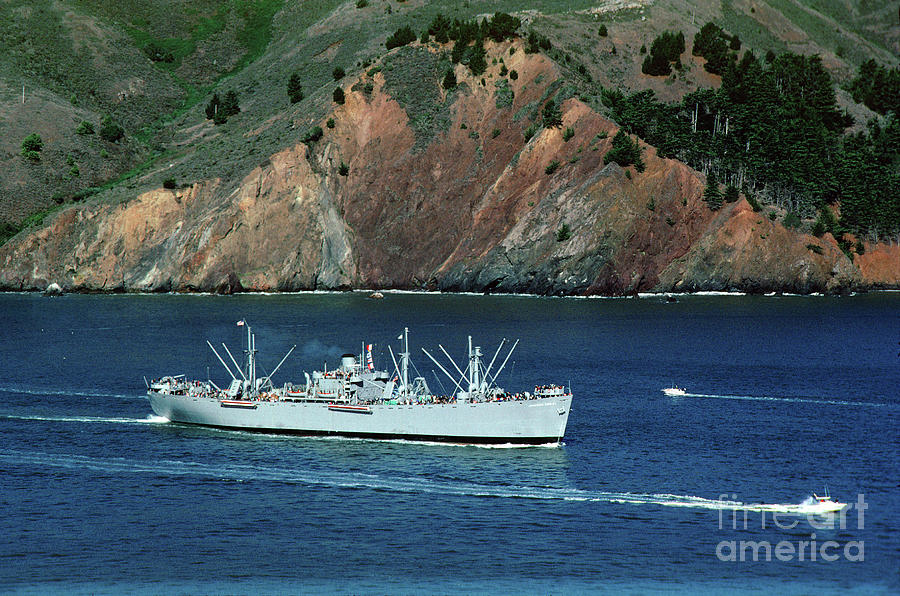 Jeremiah OBrien Ship and the Marin Headlands Photograph by Wernher Krutein