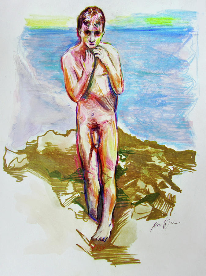 Nude Figure Painting - Jeremy at the Beach by Rene Capone