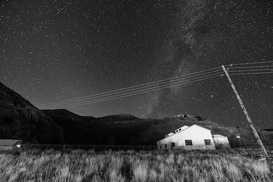 Jerome Arizona Ghost Town Starry Skies Mining Town Milky Way Black and White Photograph by Toby McGuire