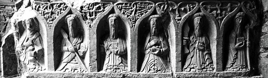 Jerpoint Abbey Irish Tomb Weepers Saints County Kilkenny Ireland Black and White Photograph by Shawn OBrien