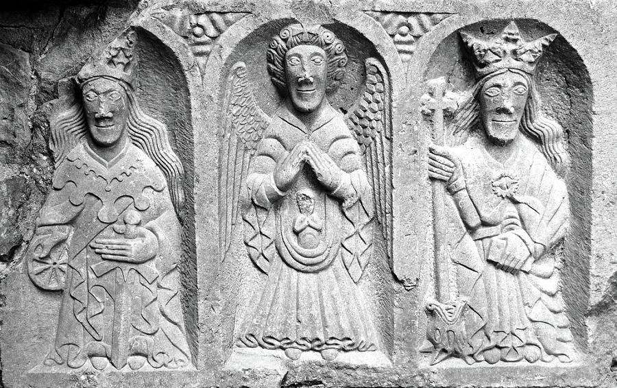 Jerpoint Abbey Weepers Saints Catherine Michael and Margaret County Kilkenny Ireland Black and White Photograph by Shawn OBrien