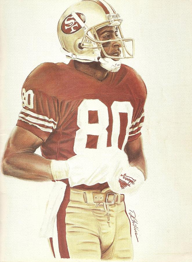 Jerry Rice Drawing - Jerry by Darren Chilton