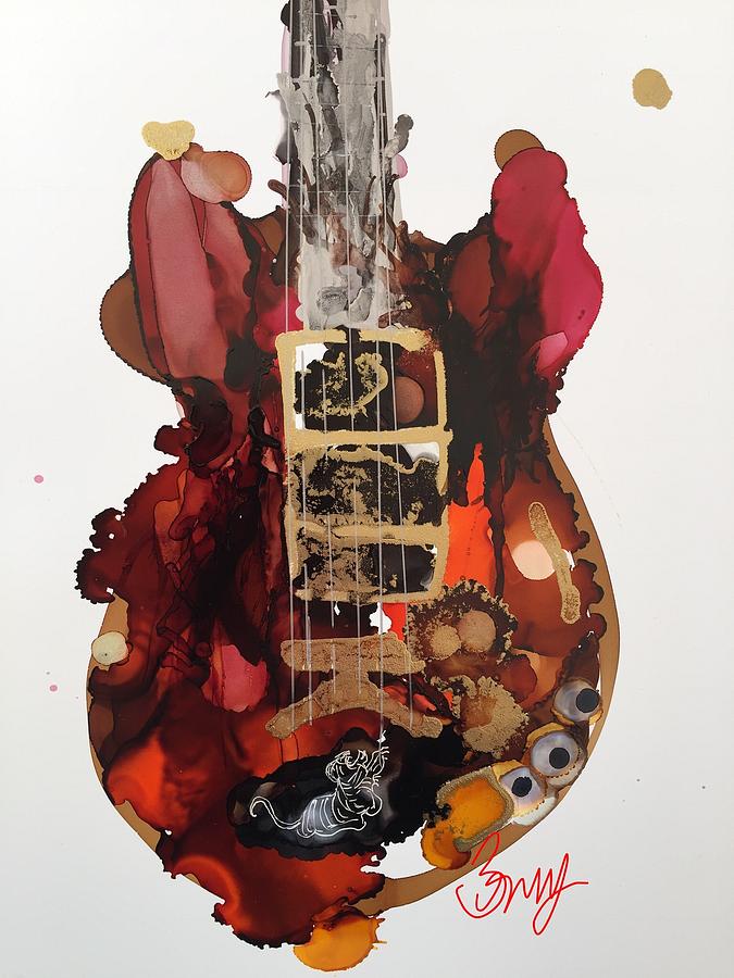 Jerry Garcias Tiger Guitar Painting by Bonny Butler