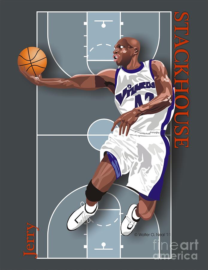 Portrait Digital Art - Jerry Stackhouse, No. 42 by Walter Neal