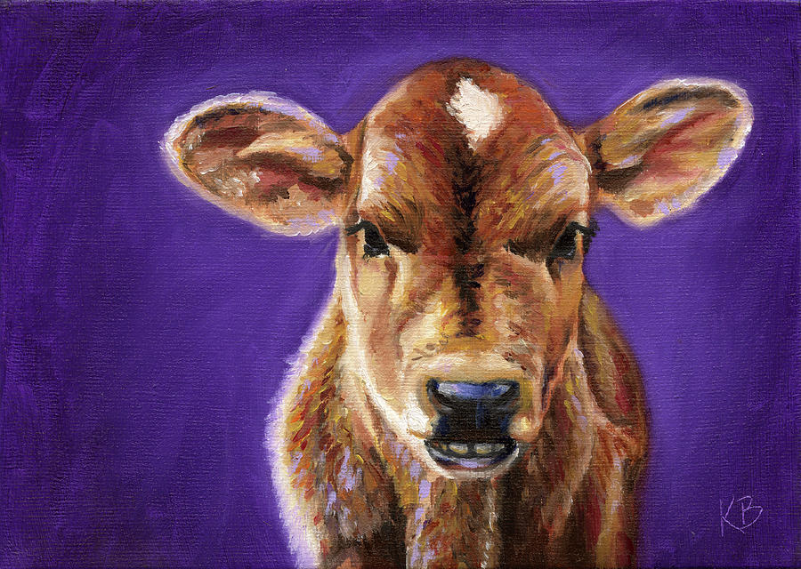 Cow Painting - Jersey Calf by Karen Broemmelsick