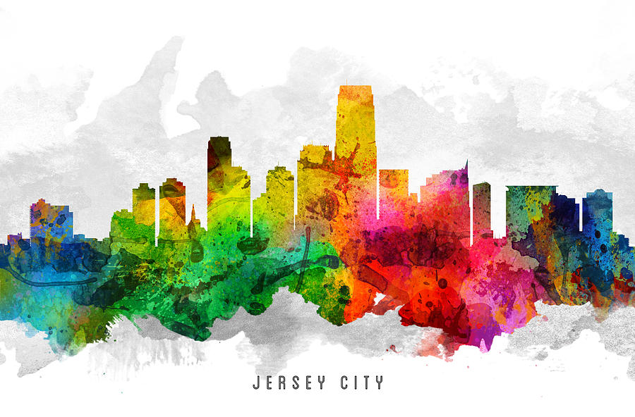 Jersey City Painting - Jersey City New Jersey Cityscape 12 by Aged Pixel