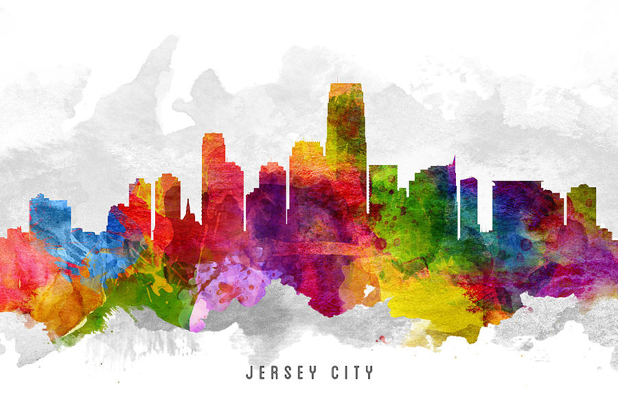 Jersey City Painting - Jersey City New Jersey Cityscape 13 by Aged Pixel