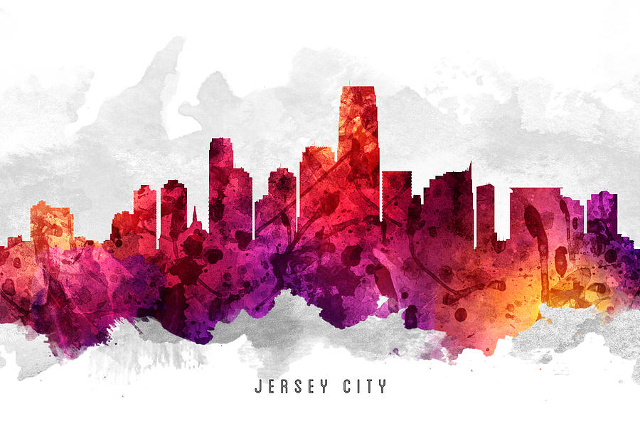 Jersey City Painting - Jersey City New Jersey Cityscape 14 by Aged Pixel