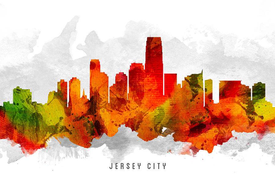 Jersey City Painting - Jersey City New Jersey Cityscape 15 by Aged Pixel