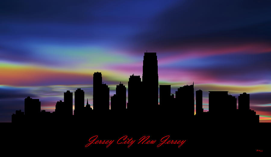 Jersey City New Jersey Skyline Sunset Digital Art by Gregory Murray