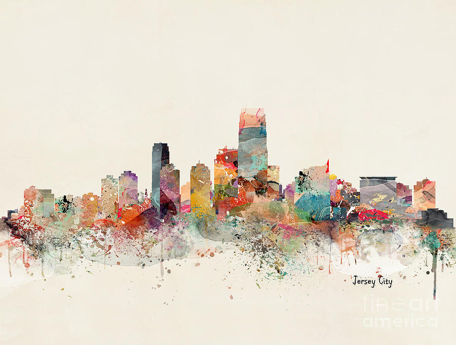 Jersey City Skyline Painting by Bri Buckley