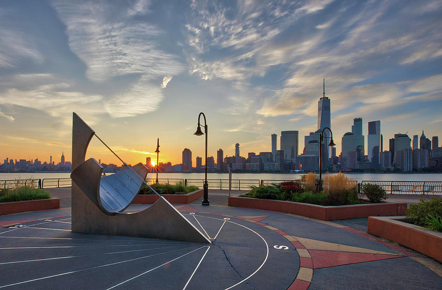 Jersey City Sun Dial and NYC Skyline Photograph by Juergen Roth