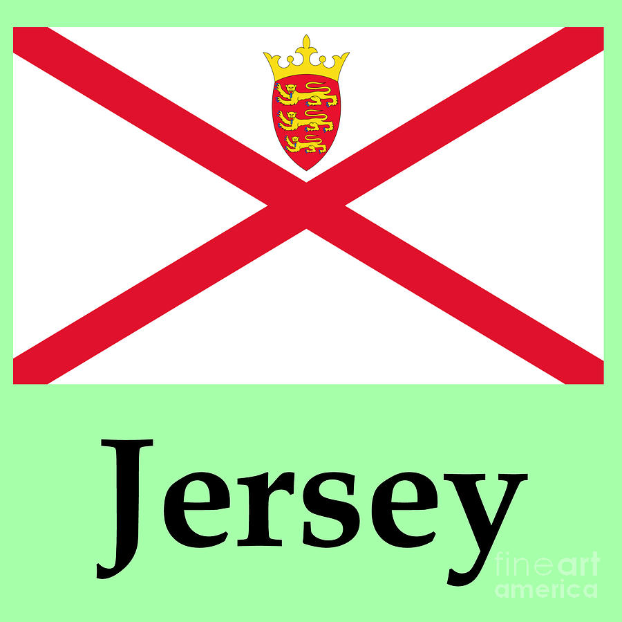 Jersey, England Flag And Name Digital Art