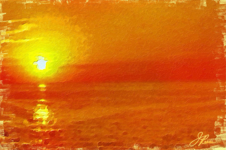 Jersey Orange Sunrise Painting by Joan Reese