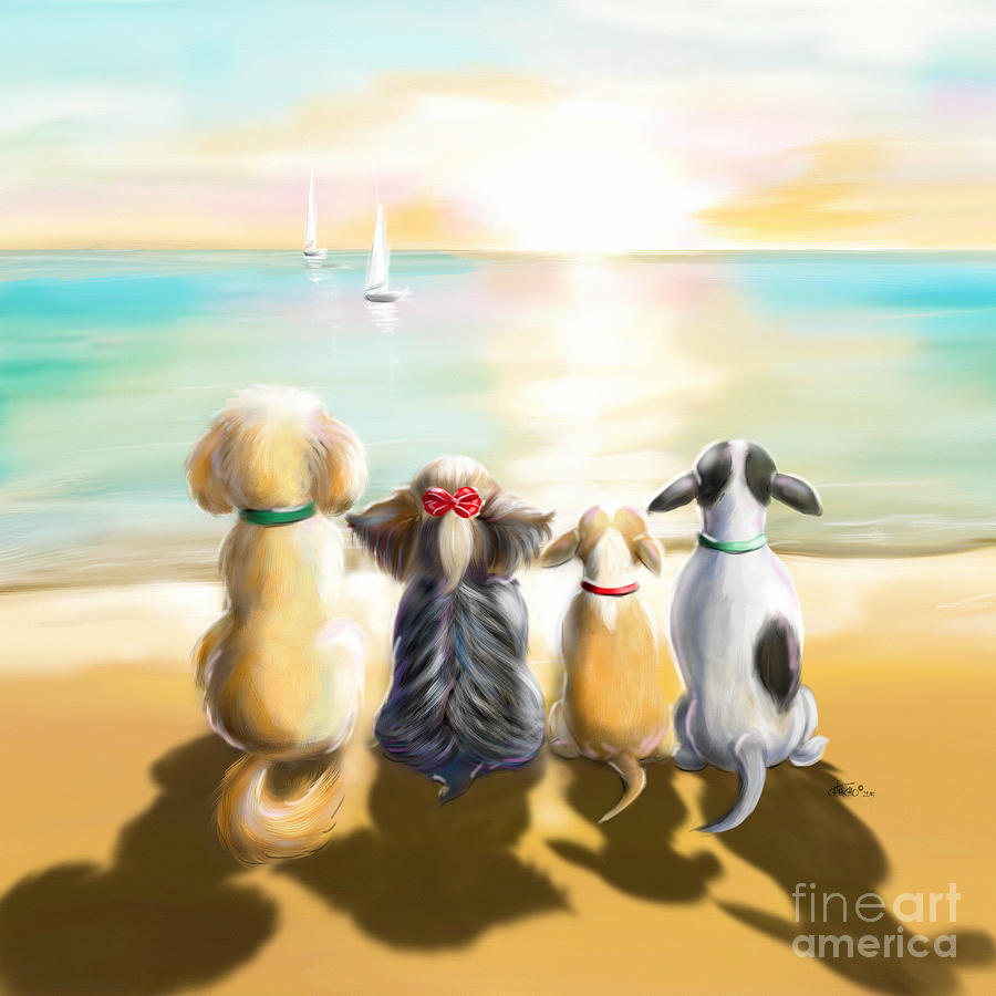 Dog Painting - Jersey Shore Sunrise  by Catia Lee