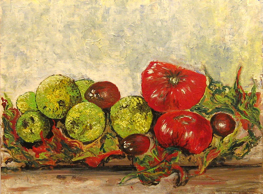 Still Life Painting - Jersey tomatoes and monkey brains  by Vladimir Kezerashvili