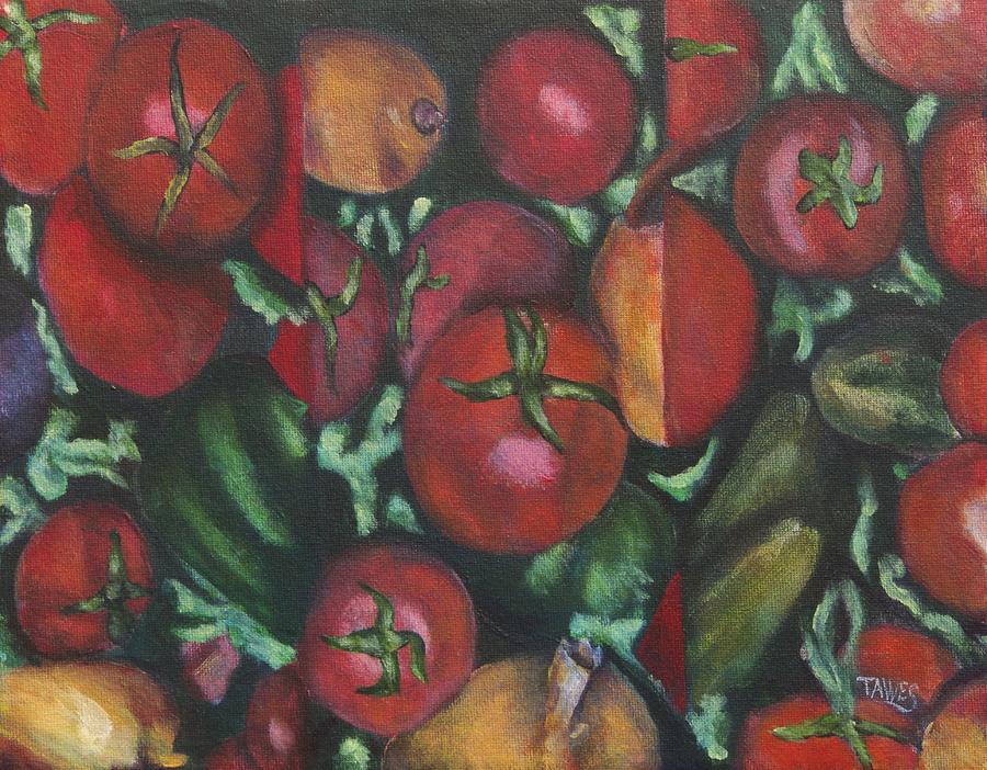 Tomato Painting - Jersey Tomatoes with a Dash of Abstract by Dennis Tawes
