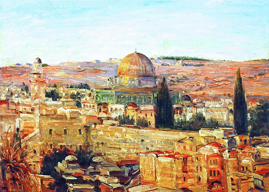 Jerusalem and the Dome Painting by Munir Alawi