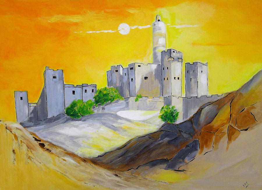 Sunset Painting - Jerusalem City of Gold by Gloria Dietz-Kiebron