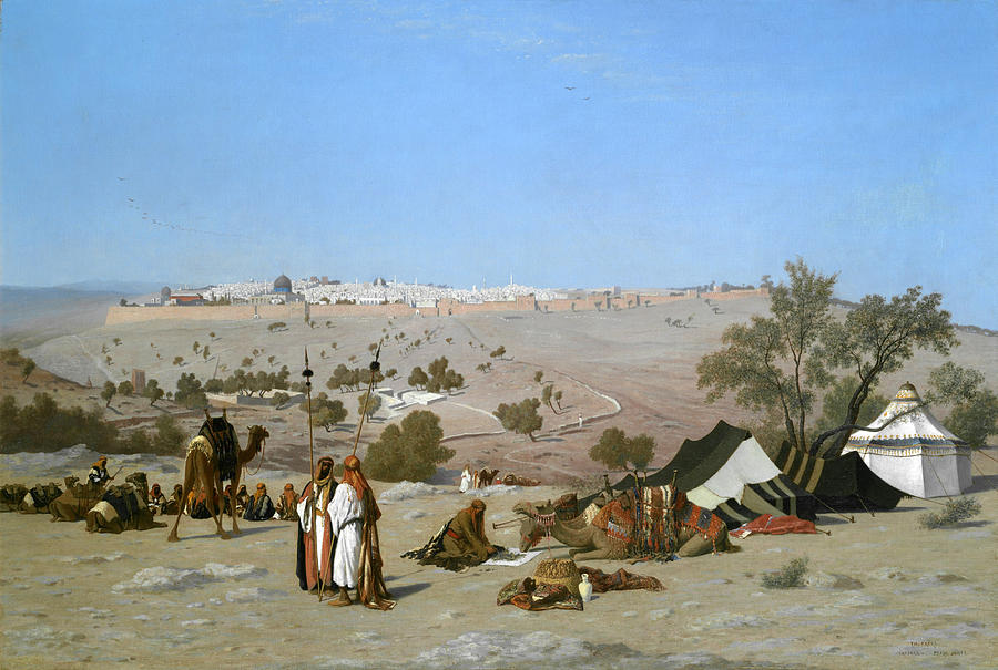 Jerusalem from the Environs Painting by Charles-Theodore Frere