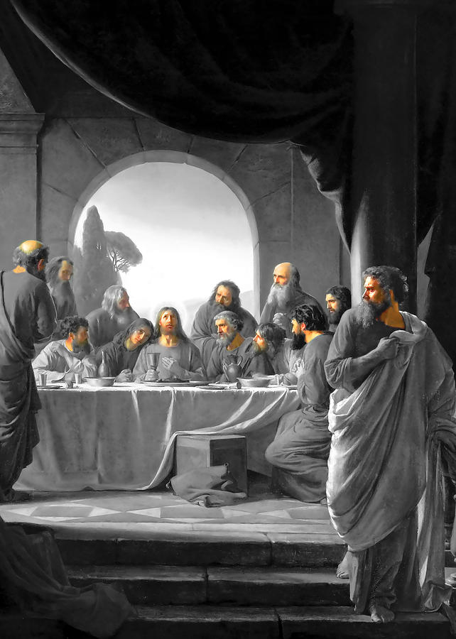 the last supper black and white