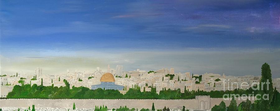 Jerusalem Skyline Painting by Karen Jane Jones