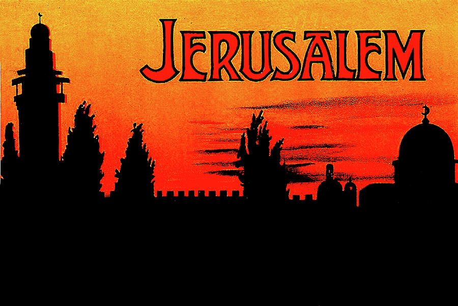 Sunset Digital Art - Jerusalem, sunset silhouette by Long Shot