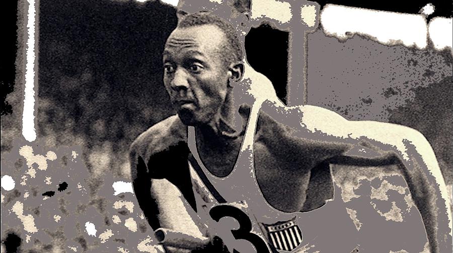  Jesse Owens in the 4 x100 meter relay Olympics Berlin 1936 screen capture and color 2016 Photograph by David Lee Guss