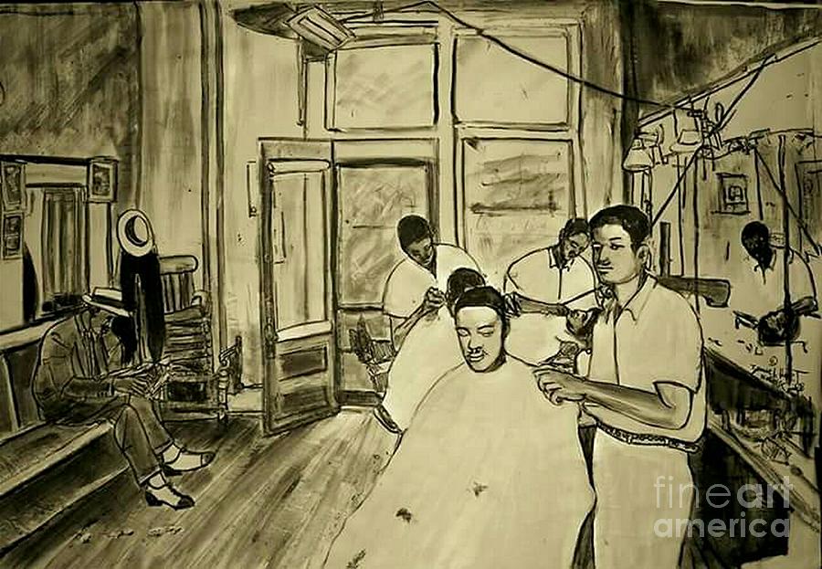 Jesses Paradise Barbershop Painting by Tyrone Hart
