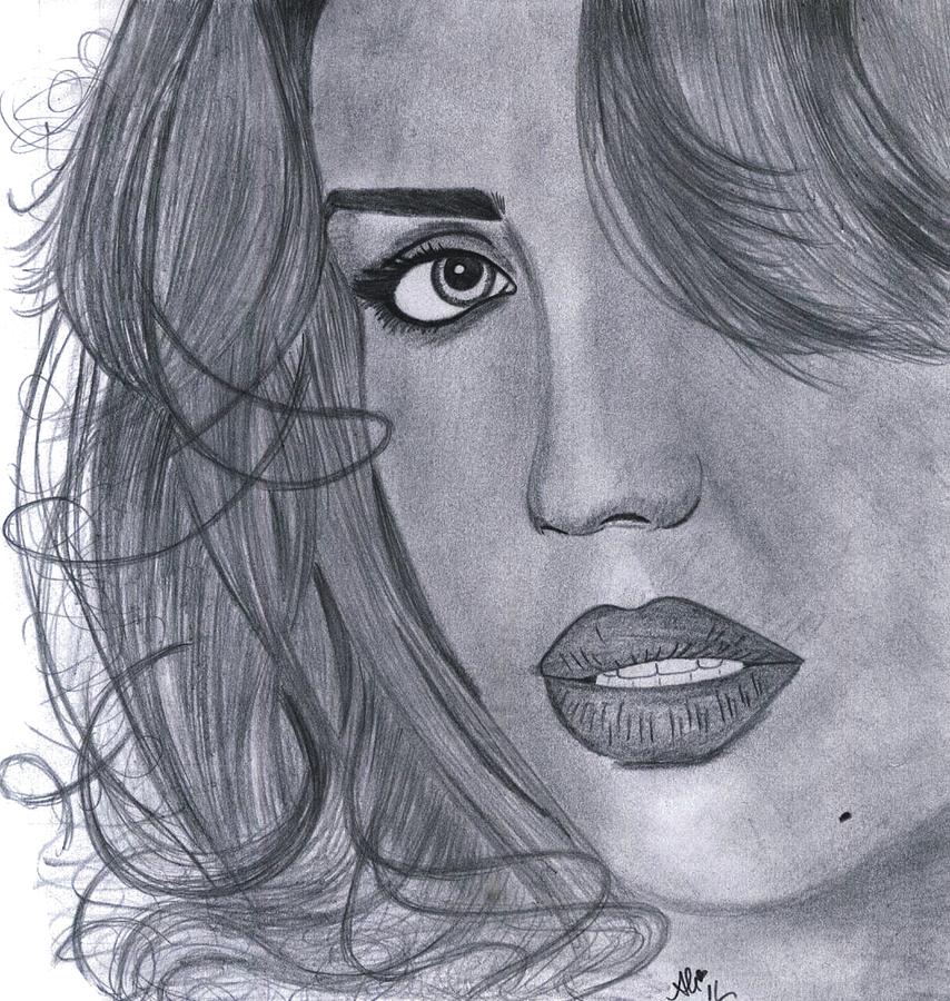 Jessica Alba Drawing by Bobby Dar - Fine Art America