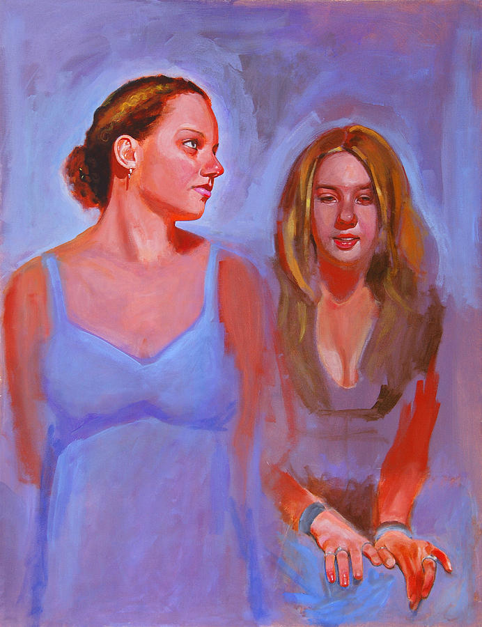Portrait Painting - Jessica and Kate by John Tartaglione