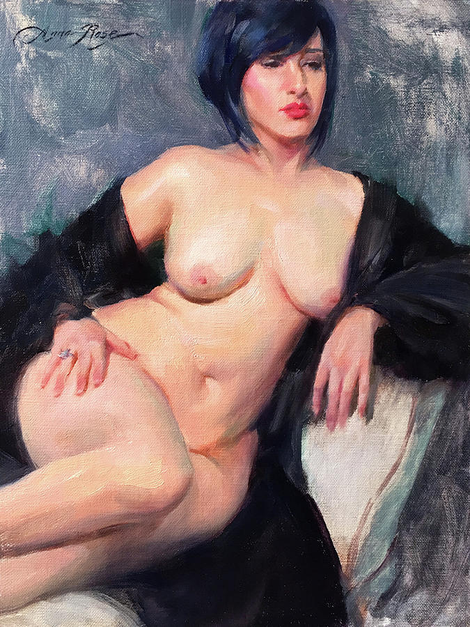 Nude Painting - Jessica in Black by Anna Rose Bain