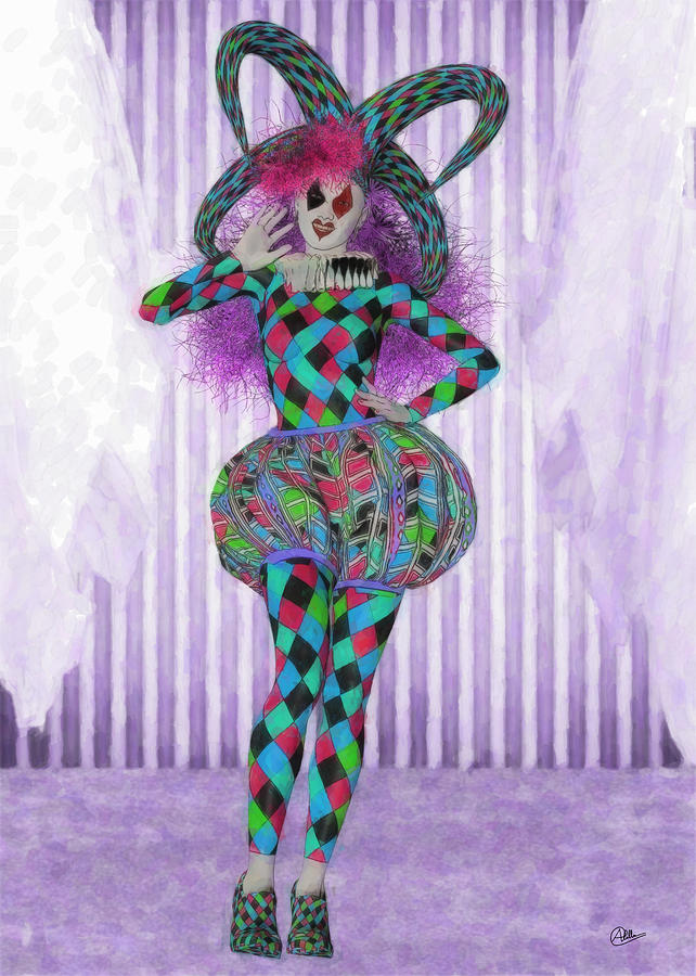 Jester Digital Art - Jester woman drag by Joaquin Abella