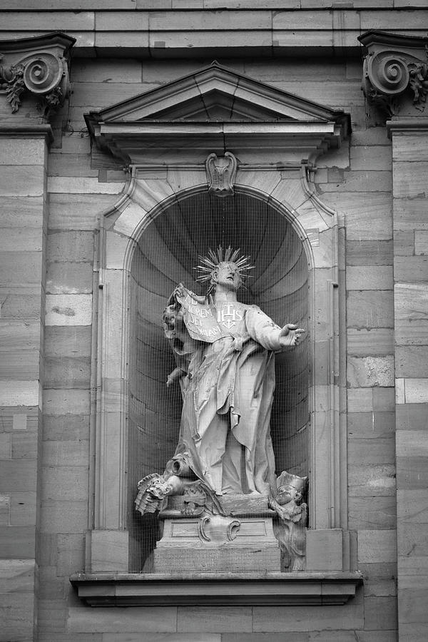 Jesuit Church Christ Statue 1 B W Photograph by Teresa Mucha