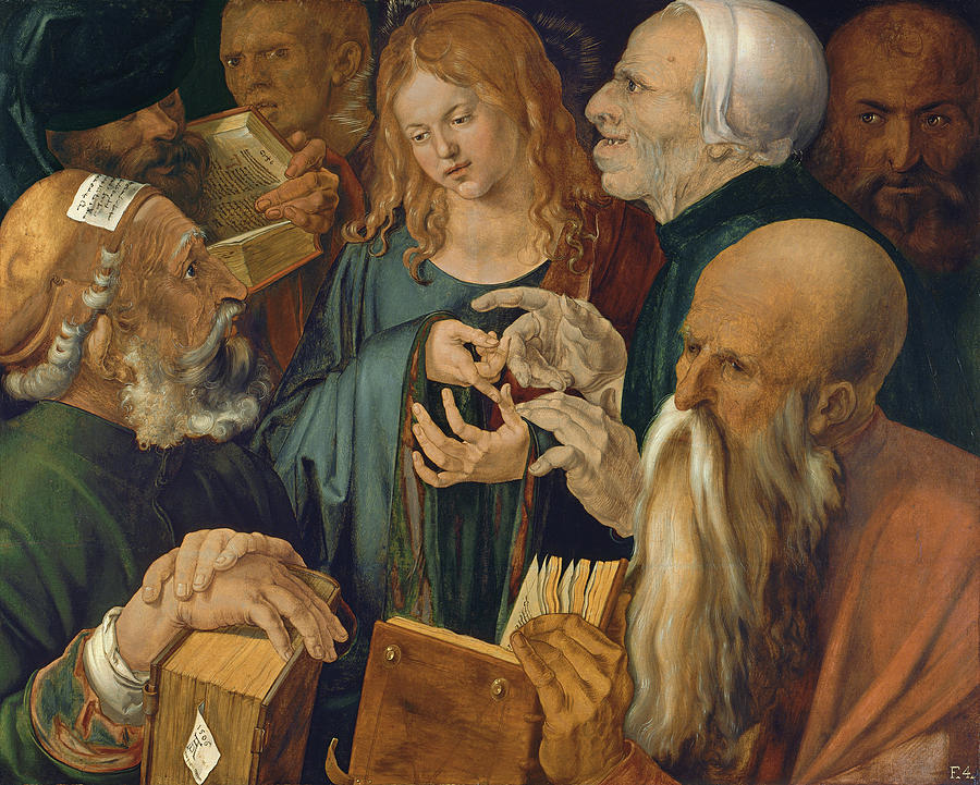 Jesus among the Doctors Painting by Albrecht Duerer
