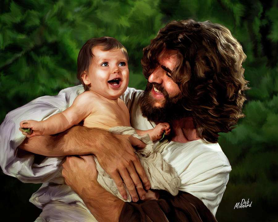 Jesus Christ Digital Art - Jesus and baby horizontal by Debra Minnard