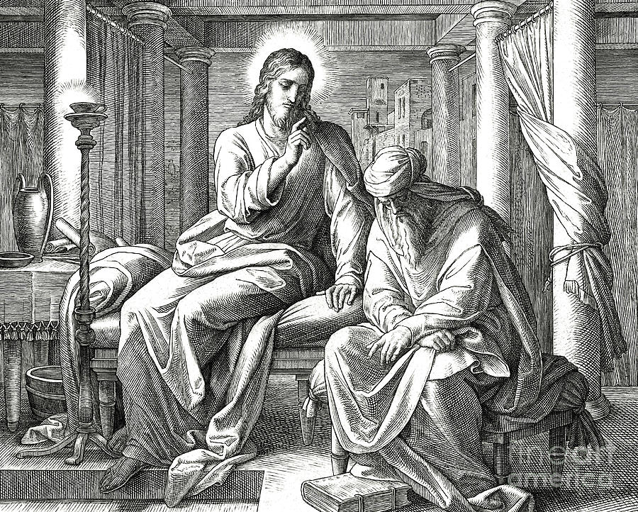 Jesus and Nicodemus, Gospel of John Drawing by Julius Schnorr von Carolsfeld