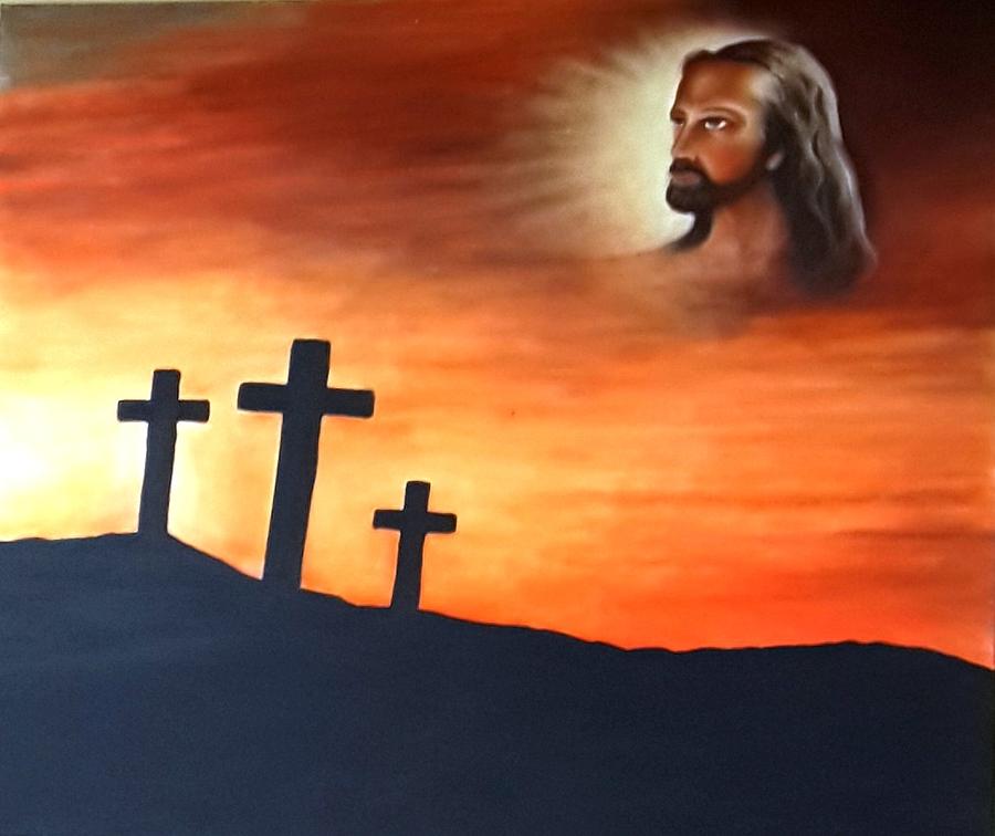 Jesus And The Holy Cross Painting By Martie Le Roux Fine Art America