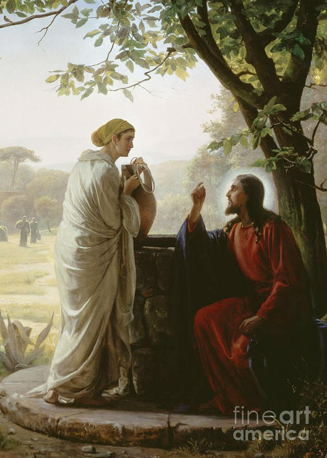 Jesus and the Samaritan Woman at the Well Painting by MotionAge Designs